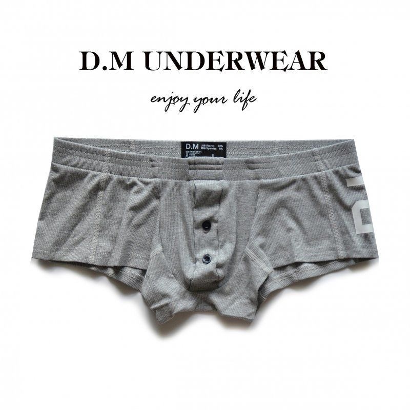 Men's underwear solid color boxers button letter 20 thread rayon boxer tide panties men