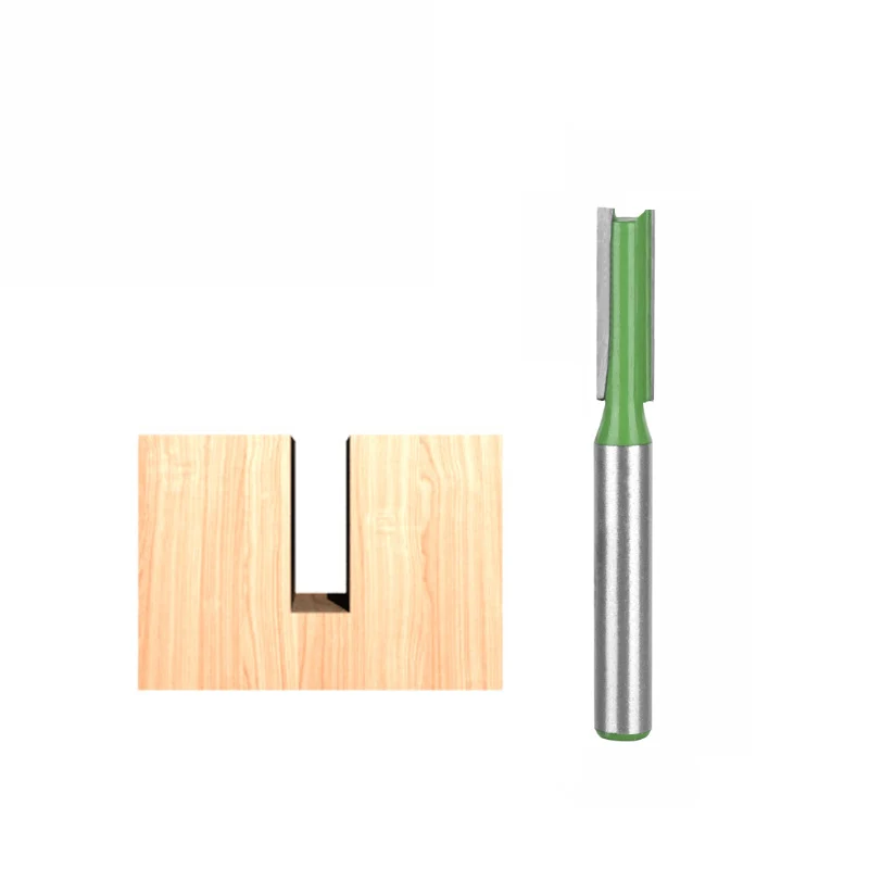 7 Pcs Straight Knife 1/4" Shank Woodworking Milling Tools Double-Edged Grooving Trimmer Machine Electric Tool Accessories