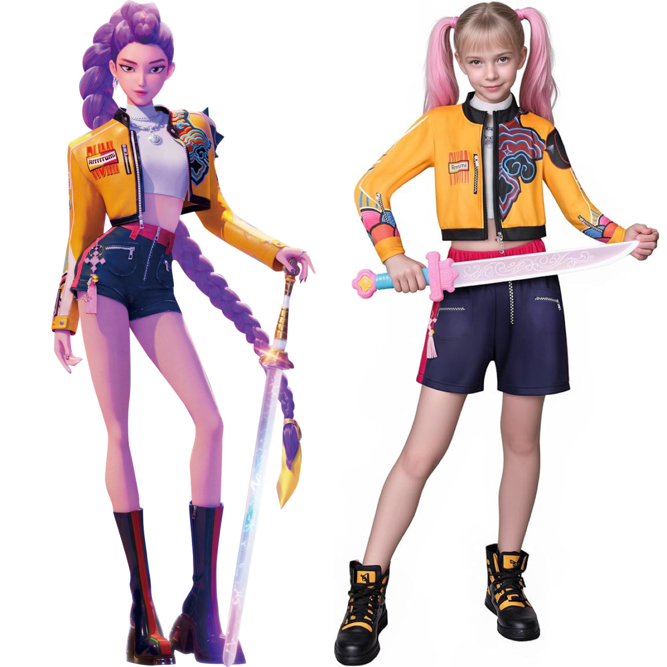 2025 K-Pop Zoey Rumi Costume Cosplay Halloween Hunters Girl Group Idol Gioco di ruolo Costume da vestire per bambini