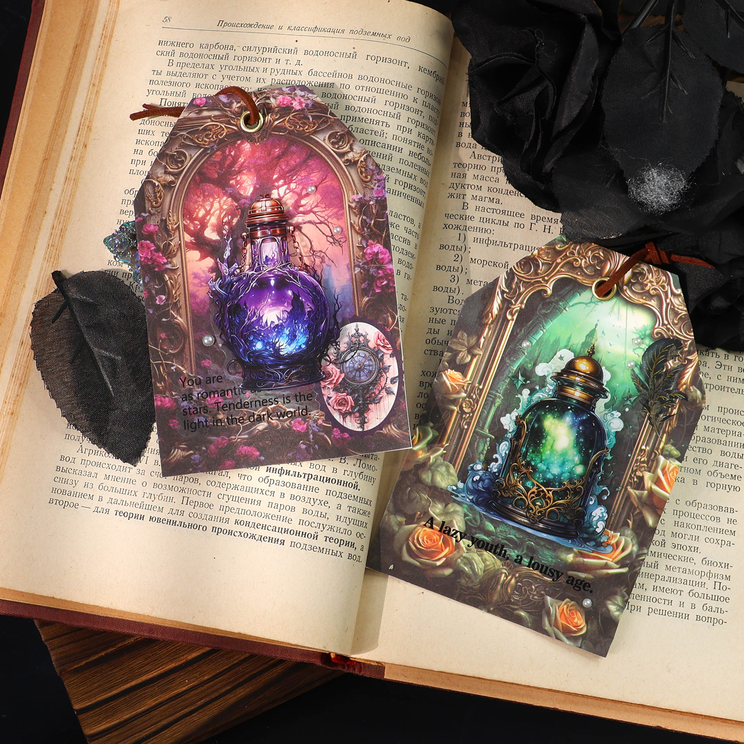 12 Blatt/Packung Dark Forest Aufkleber, wasserfest, transparent, dekorative Aufkleber, PET-Klebeaufkleber, Etikett für Scrapbooking