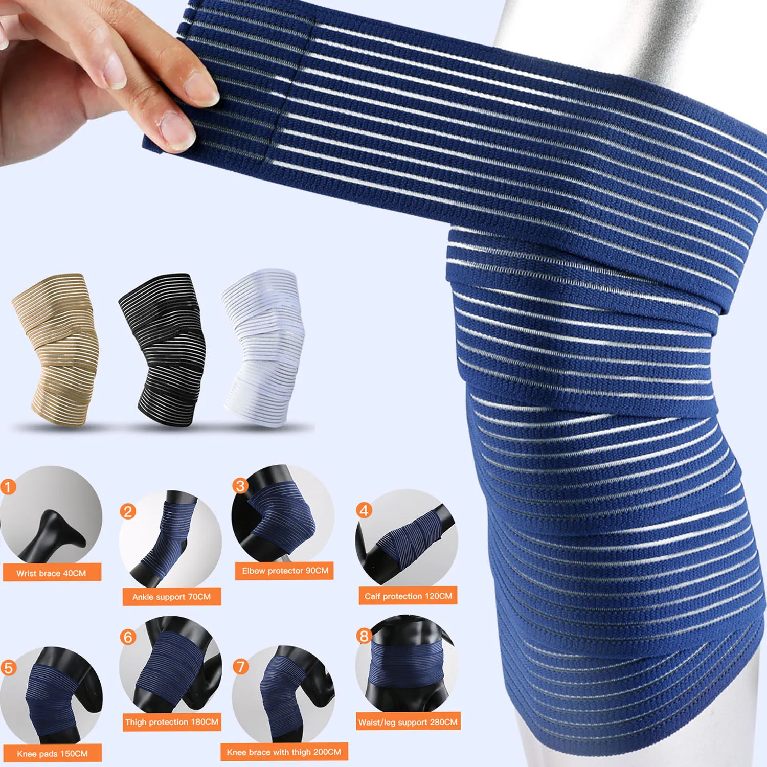 1 PC เทปผ้าพันแผลการบีบอัดข้อเท้ากีฬาข้อศอก Protector Pads Wraps สนับสนุน Protector ข้อเท้ารั้งสนับสนุนเข่า Pads