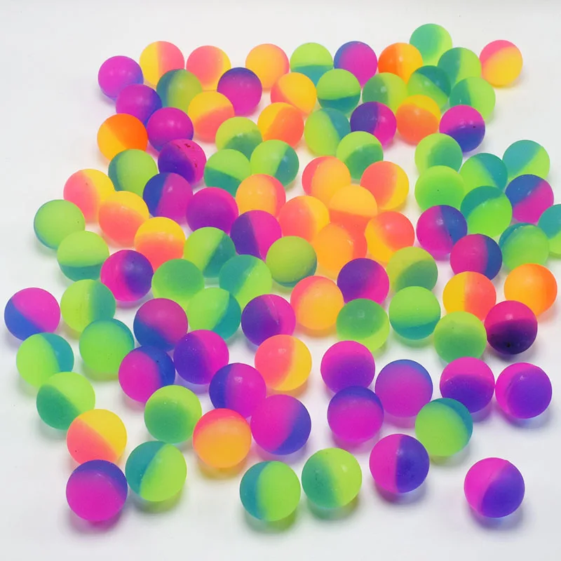ลูกบอลยืดหยุ่นลูกกระโดดยาง Rainbow 2 สี Matte Solid Elastic Ball สี FLOAT Ball สนุก Ball ไข่บิดเครื่องของเล่น