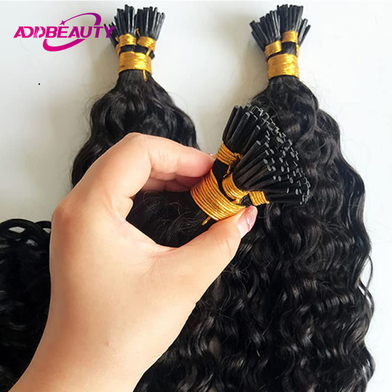 Addbeauty-ケラチンカプセル付きの人間の髪の毛のエクステンション、自然なフュージョン、ウェーブ、アイチップ、オンブル