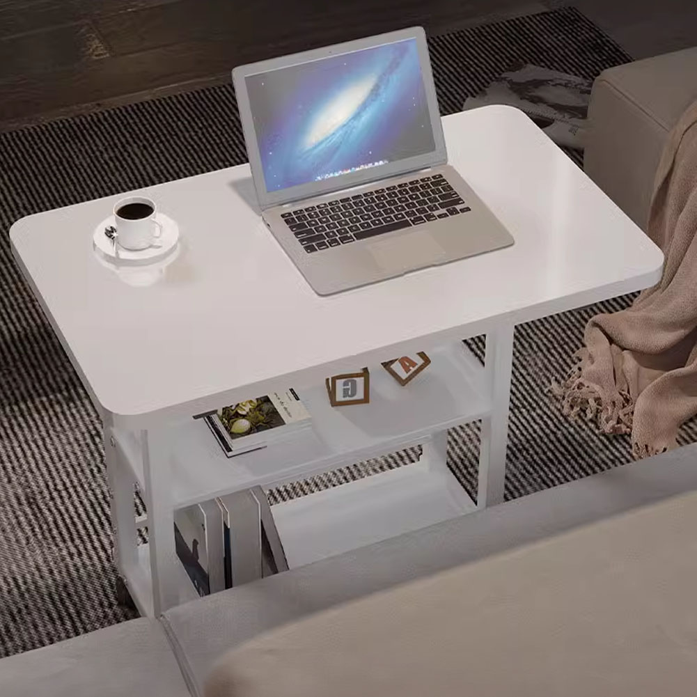 Bedroom Dormitory Movable Bedside Laptop Table Height Adjustable Bedside Table With Wheels Desk Tray Table