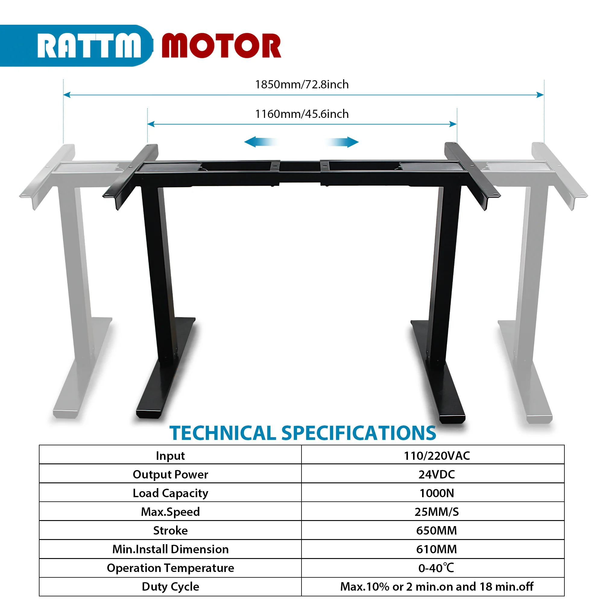 Black/White Electric Stand Up Desk Two/Three Sections Electric Dual Motor Height Adjustable Table Lifting Desk Frame
