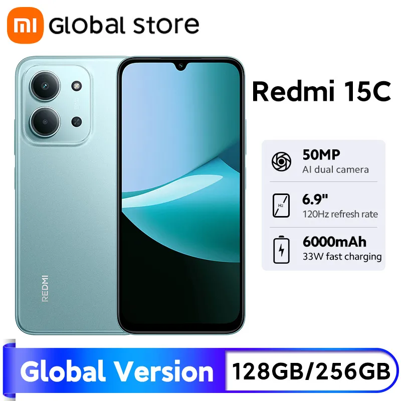Смартфон Xiaomi Redmi 15C, глобальная версия, основная камера 50 МП, 120 Гц, 6,9 дюйма, точечный дисплей, зарядка 33 Вт, MediaTek Helio G81-Ultra