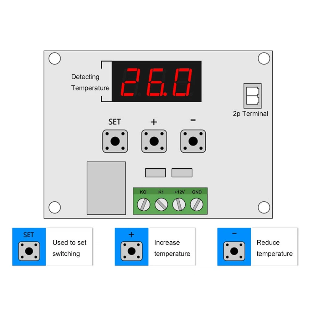 W1209 Blue/Red light DC 12V heat cool temp thermostat temperature control switch temperature controller thermometer thermo senso