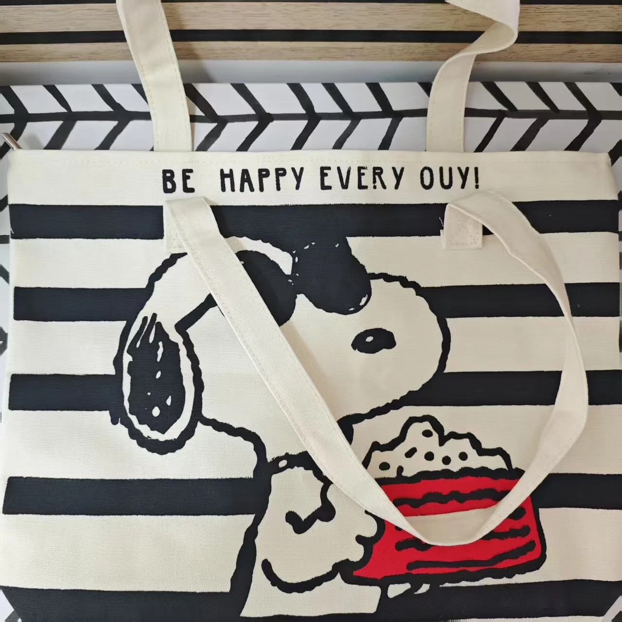 MINISO Snoopy Cute Print Tote bag, borsa a tracolla, borsa da scuola per studenti, borsa tote, borsa fasciatoio, borsa shopping