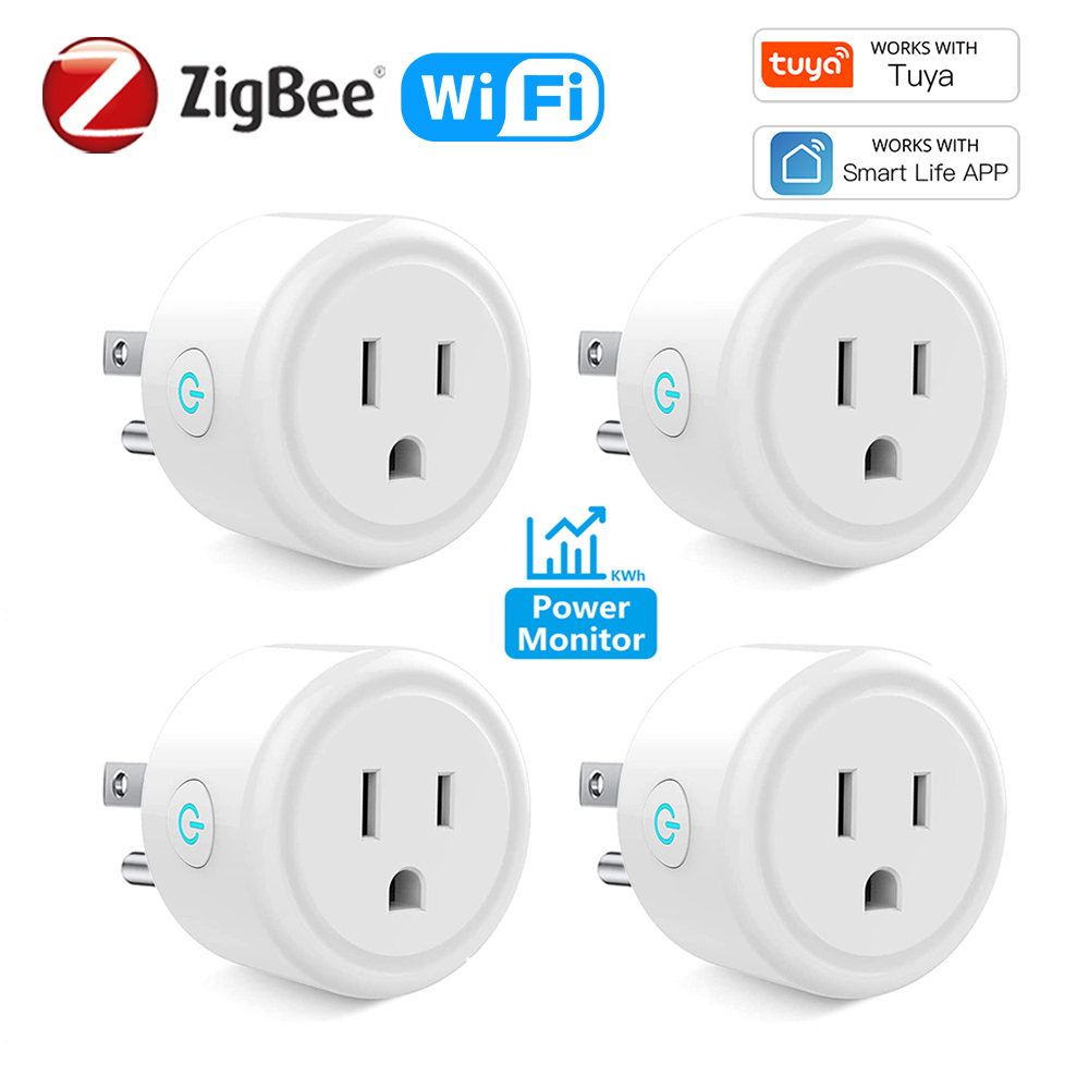Умная вилка Tuya 16A Zigbee Wi-Fi Розетка США Канада Мексика Перу Япония Функция мониторинга мощности работает с Alexa Google Home