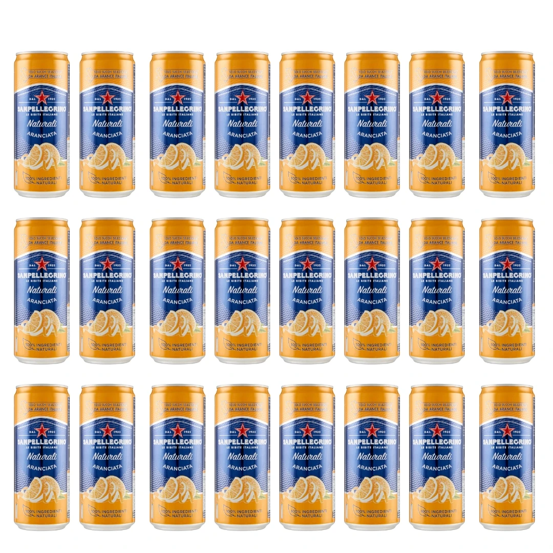 Napój gazowany Aranciata Naturali pomarańczowa puszka 24 x 330ml - San pellegrino