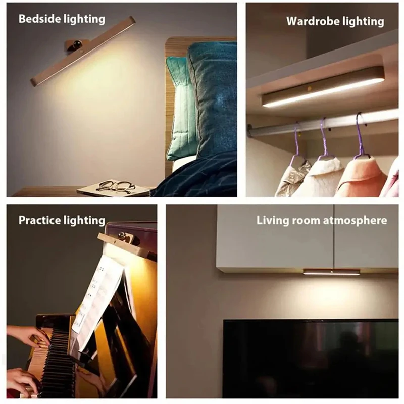Drewniana lampka nocna LED Lustro Przednie światło wypełniające Przenośna ładowalna magnetyczna lampa ścienna do lampki nocnej do sypialni Przełącznik dotykowy