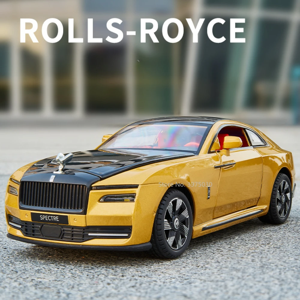 Rolls Royce Spectre Simulação Alloy Diecast Car Model, Pull Back, luz sonora, brinquedos decorativos avançados para menino, 1/24