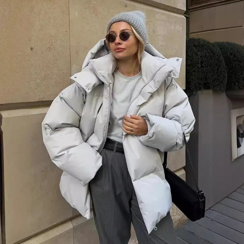 Talenza Damen Winter-Baumwolljacke, lockerer Parka, Retro-Bäckerei-Jacke, lässig, mit Kapuze, warme Baumwolle, Daunenjacke für Damen, Parka-Oberteil