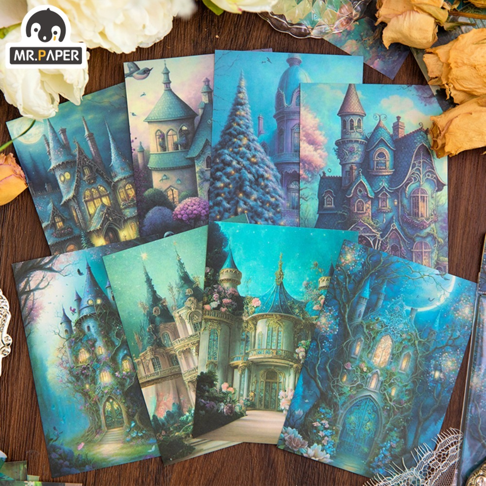 Herr. Papier Vintage europäischen Stil Schloss Material Papier Märchen Traum Handbuch Träger Dekoration Karton 16 teile/paket
