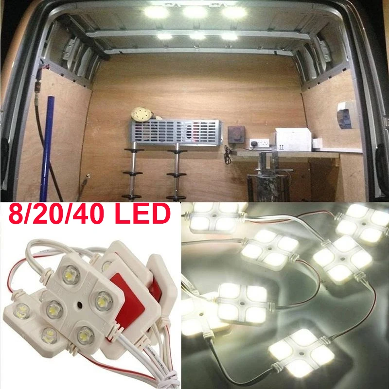 Kit de luces interiores LED para remolque, luces interiores para camiones Sprinter Ducato Transit, 8/20/40 LED