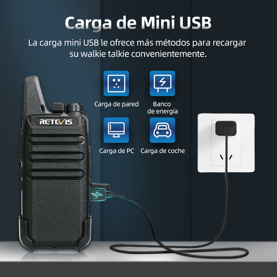 Retevis RT622 Mini Walkie Talkie Radio Emergencia 4 6 10 Piezas Largo Alcance RT622 PMR PMR446 sin Licencia VOX Portatil Recargable Walkie Talkies para Restaurantes Hoteles Caza y Camping