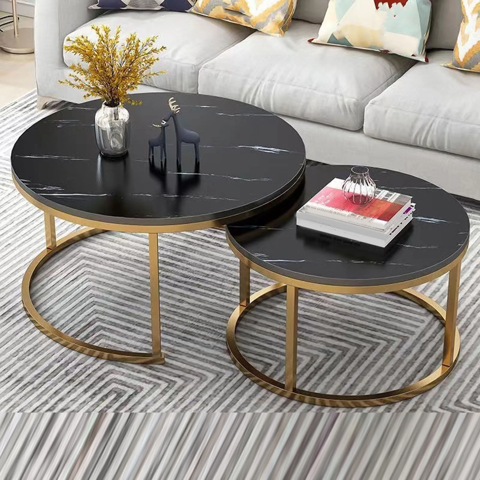 Salontafelset Minimalistische moderne nestbare ronde middentafel voor woonkamer appartement balkon tuin