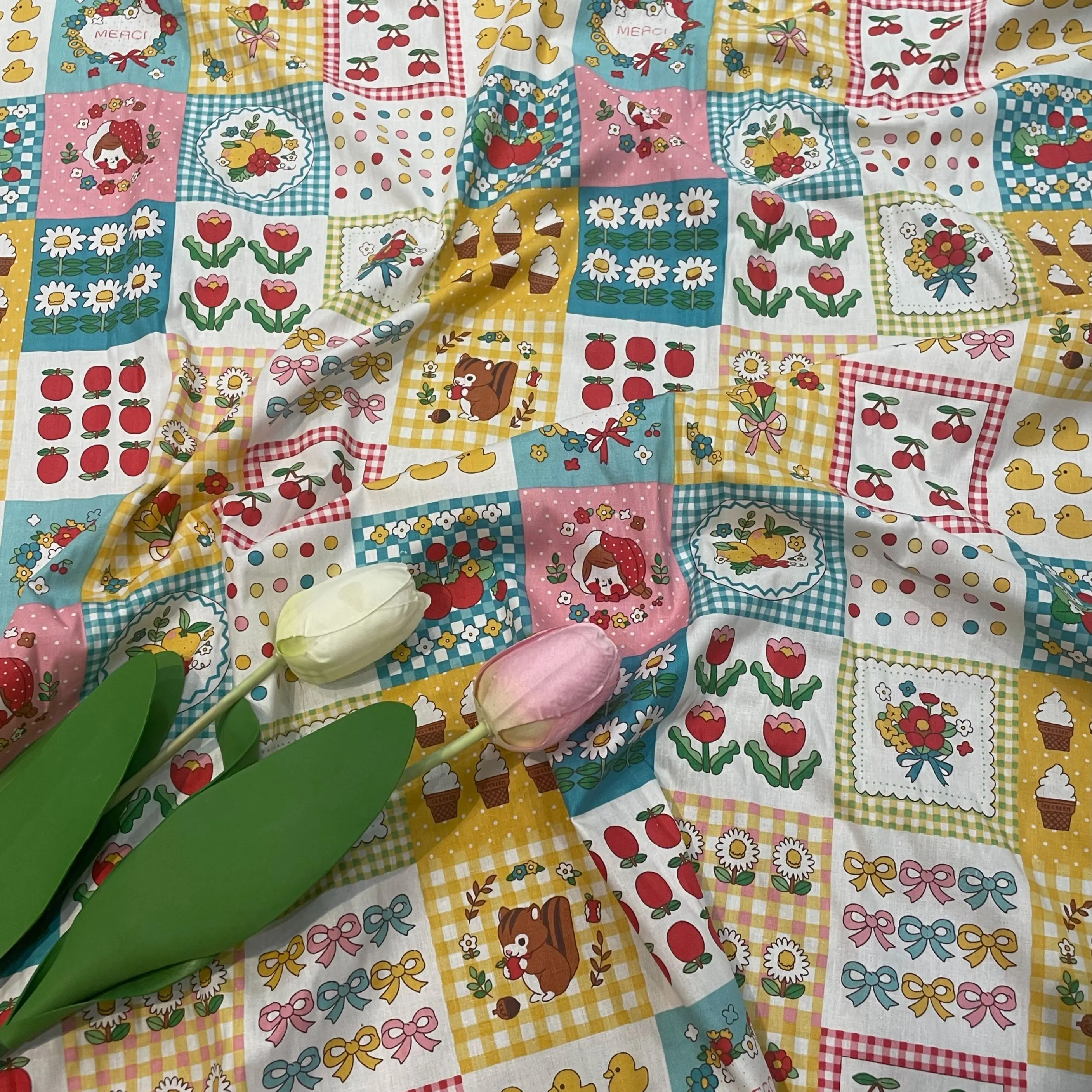 ผ้าฝ้าย 100% Poplin ขนาดเล็กจิ๊กซอว์ปริศนา Lattice 40S Tissun Libert ผ้าสําหรับเด็กทารกเย็บผ้าชุดกระโปรง Handmade