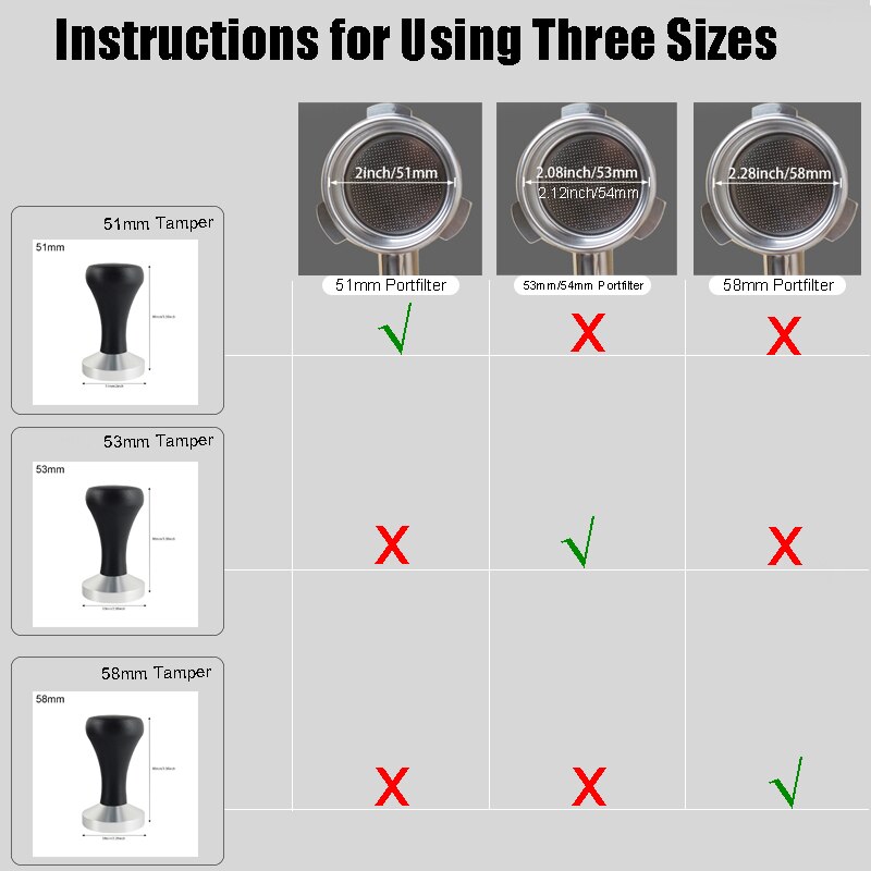 Espresso Tamper with Black Wood Handle, Coffee Tools, Distribuidor, Tampers de café, 51mm, 54mm, 58mm, 51mm, 53mm, 58mm, 1Pc