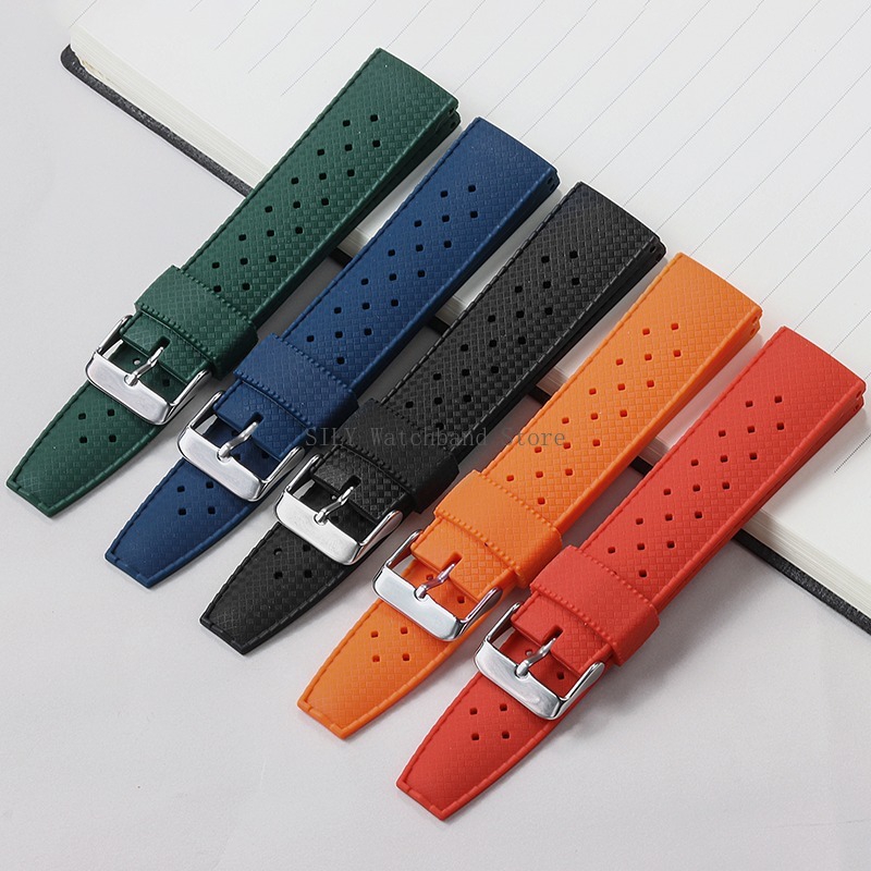 Universal tropical borracha wacth banda masculino feminino pulseira de silicone macio 20mm 22mm replacemen pulseira cinto esporte à prova dwaterproof água