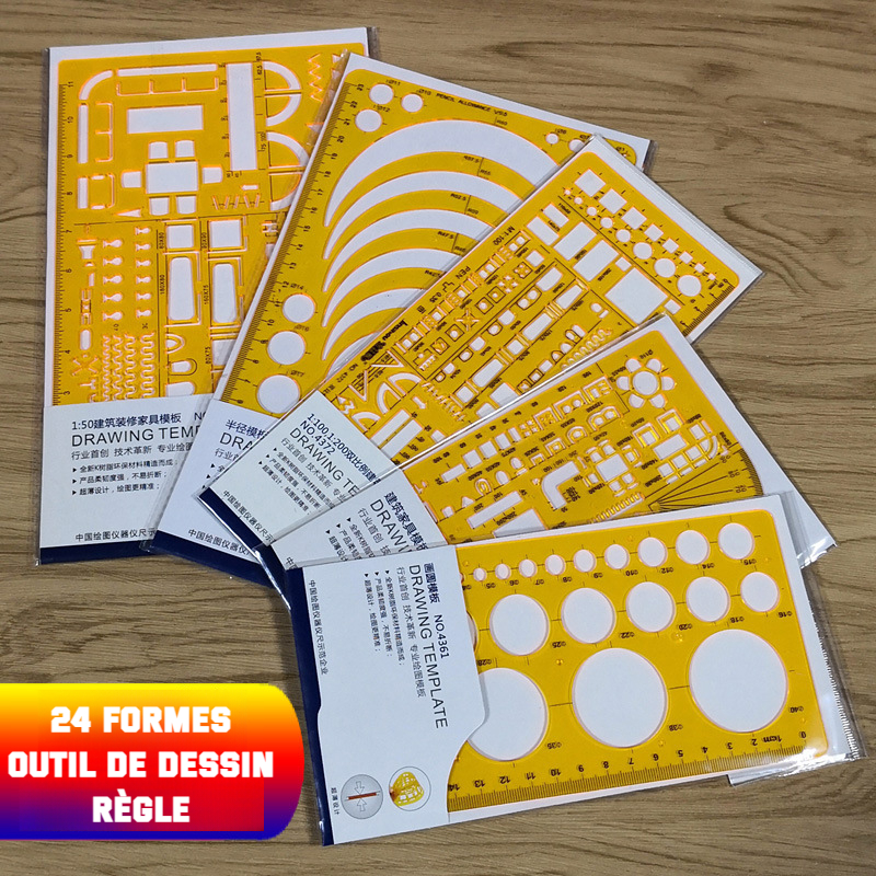 Template Measuring Ruler Circular Oval Ruler Durable K Resin Drawing Design Furniture Architect Template Drafting Ruler