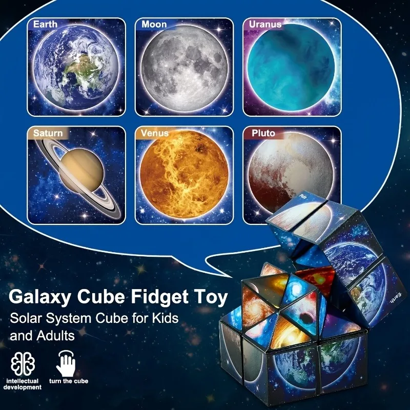 Cube magique 2 en 1 Star Sky, jouet EDC, Cube infini, Fidget, Puzzle, jouet torsadé, décompression créative, cadeau d'anniversaire