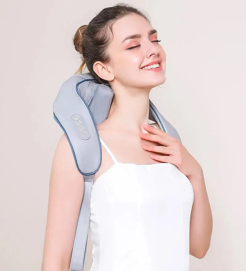 Multi-funcional pescoço e ombro massageador em forma de u tecido profundo shiatsu compressa de ar elétrica amassar massageador traseiro