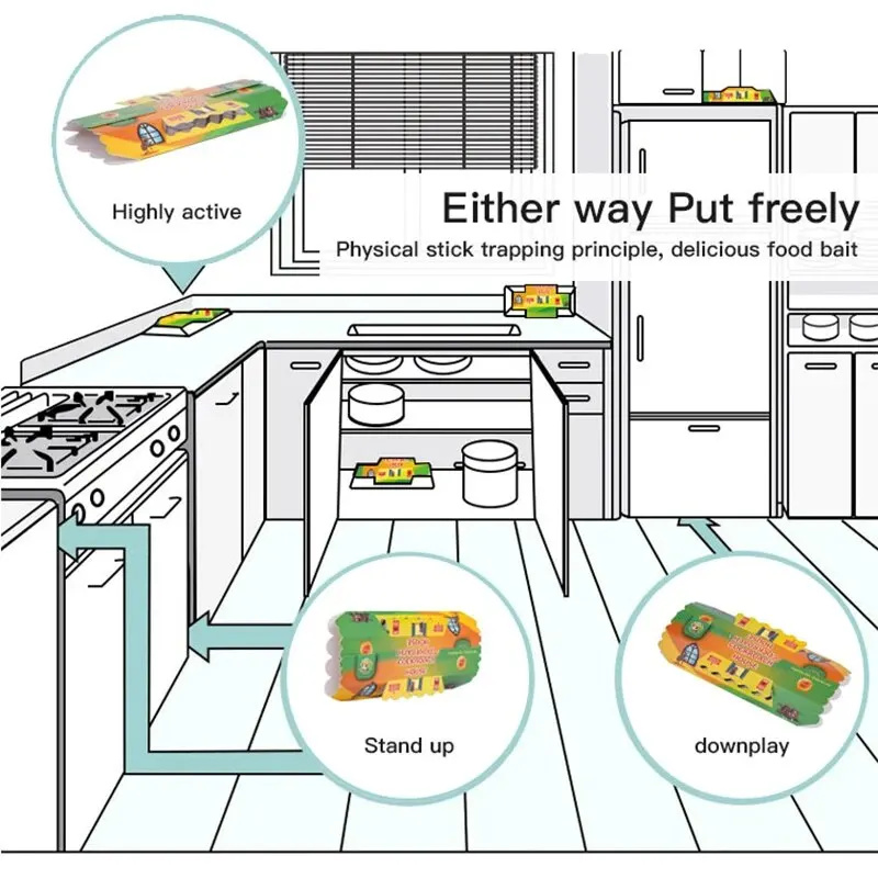 5Pcs Roach Trap Living Room Kitchen Bedroom Restaurantwarehouse Available Roaches Ants Spiders Insect Board