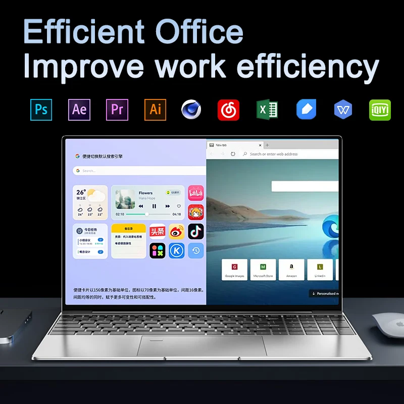 Computador portátil de 15,6 polegadas com tela FHD Windows 11 16 GB de RAM 1 TB SSD Intel N95 Full HD PC de escritório com luz de fundo laptop com impressão digital