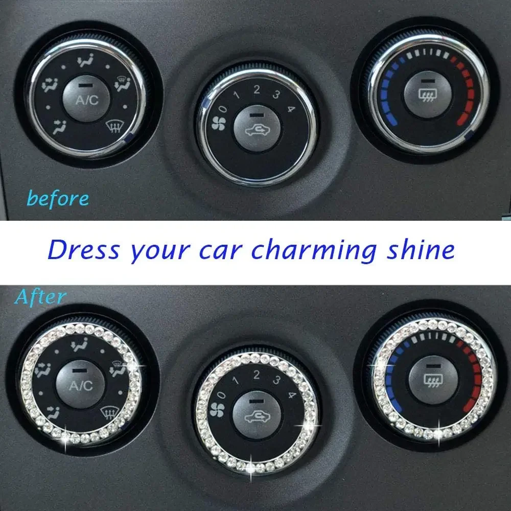 Xe Đánh Lửa Móc Khóa Kim Cương Đá Dán Cho Ô Tô Xe Máy Tạo Kiểu Bling Trang Trí Khóa Nút Tròn Phụ Kiện Xe Hơi