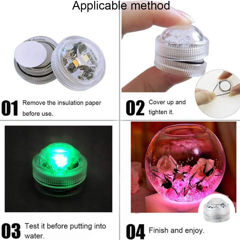 Mini luces Led sumergibles, pequeñas velas de té subacuáticas, impermeables, RGB, Multicolor, sin llama, luces decorativas, florero, linterna