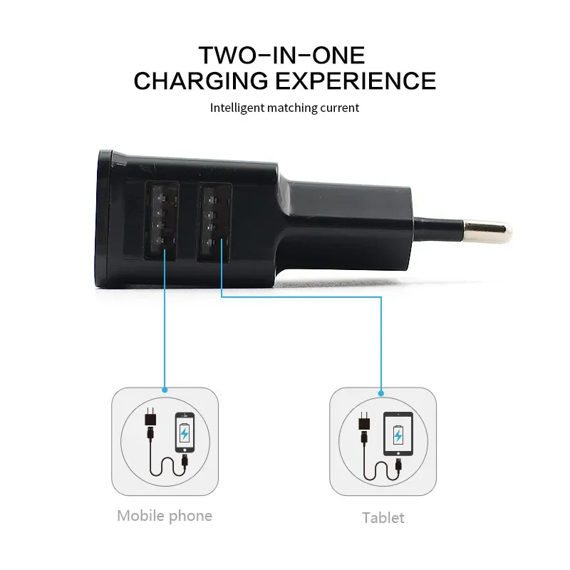 Cargador de enchufe europeo de 5V 2A, enchufe USB para iPhone XS X Max Huawei P 30 Samsung S 9 plus, adaptador de cargador de pared de viaje