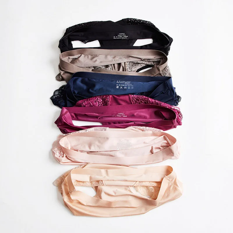 5 uds bragas de mujer ropa interior de encaje lencería Sexy para mujer calzoncillos de seda de hielo calzoncillos suaves sin costuras