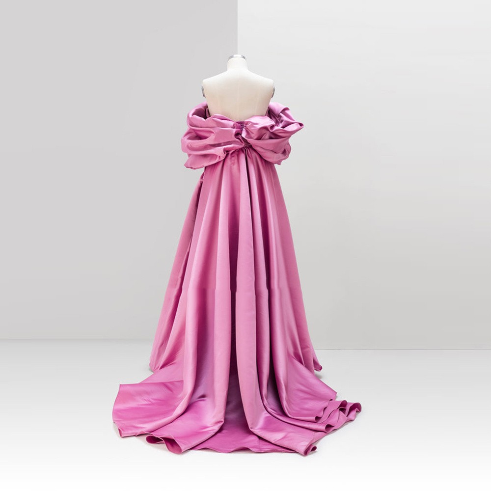 Sansa Sexy Off spalla a-line abiti da ballo Side High Split Vestidos De Noche splendida rosa spessa raso abiti De Fiesta