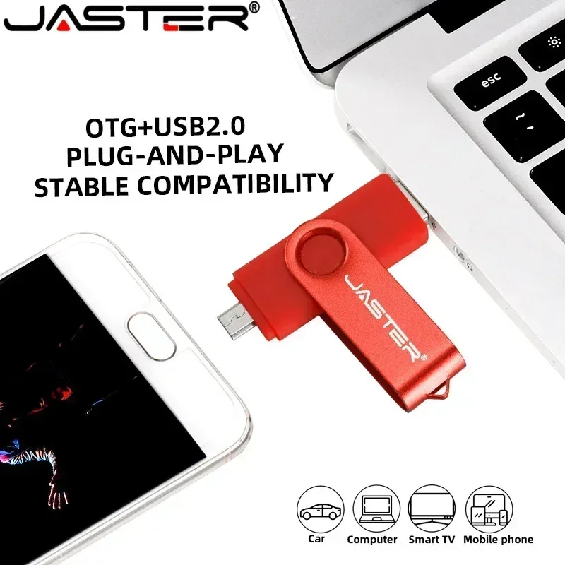 JASTER Tốc Độ Cao USB OTG Bút 64Gb 32Gb USB 16Gb Xoay Được Bút cho Android Micro/Máy Tính Doanh Nhân Quà Tặng
