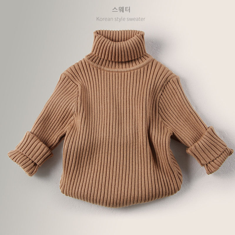 Suéteres de cuello alto para niños y niñas, Jersey de punto de Color sólido, ropa de otoño e invierno, novedad