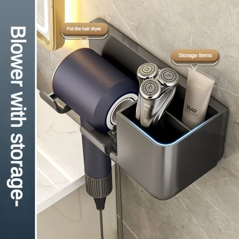 1 壁掛けヘアドライヤーブラケットバスルーム棚パンチフリー穴あけ収納ラック省スペースケアツールパンチングエアダクトなし