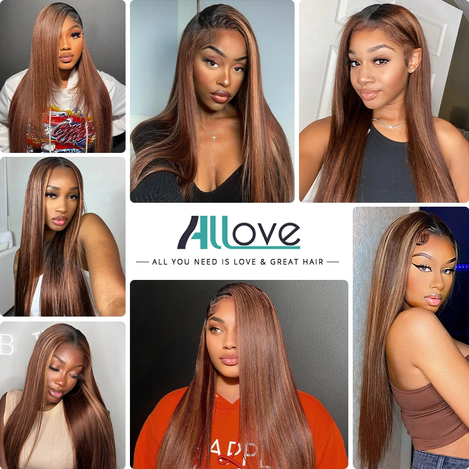 Allove 1B 4 30กระจุกเส้นผมมนุษย์เครื่องยืดผมตรง FB 30 100% ต่อสานเส้นผมมนุษย์บริสุทธิ์ของบราซิล