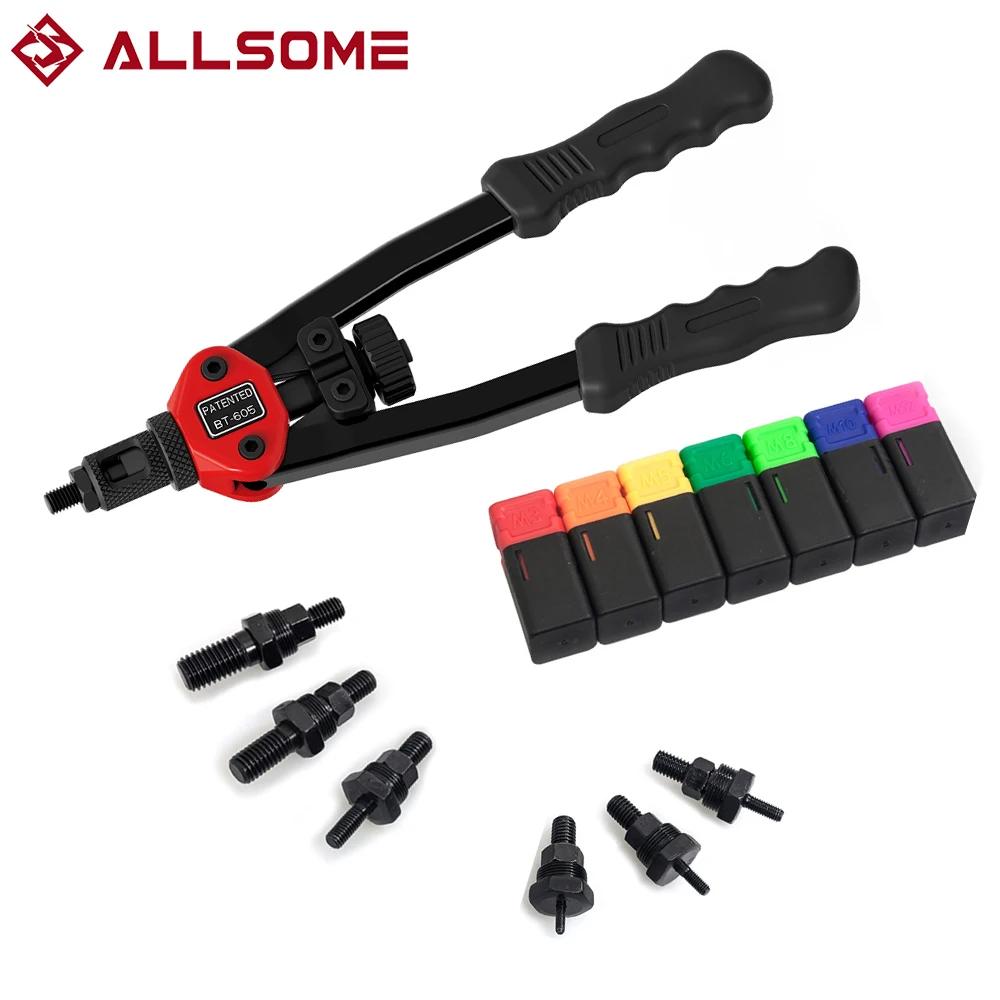 ALLSOME-remachadora de tuercas herramienta de remache, Herramienta de remache automático, mandriles manuales, M3 M4 M5 M6 M8