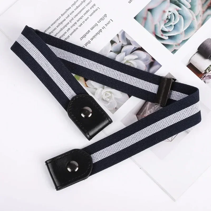 Banda elástica ajustable de lona para hombre y mujer, cinturón Invisible sin hebilla para pantalones vaqueros, vestido sin hebilla, fácil de usar, 2024