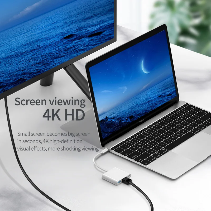 3in1 USB C ハブ マルチポート アダプター HDMI 4K 出力 USB 30 ポート PD 100W 充電 Thunderbolt 3 Type C
