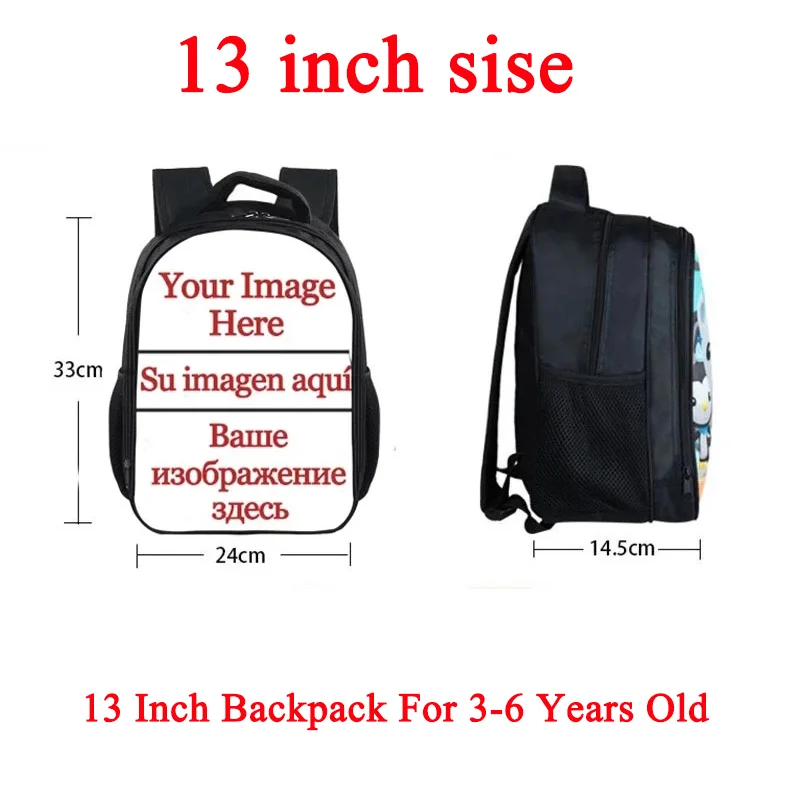Passen Sie Ihr Logo / Bild / Name Rucksack Kinder Schultaschen Jungen Mädchen Schwarz Kindergartentasche Kinder Büchertasche Geschenk an