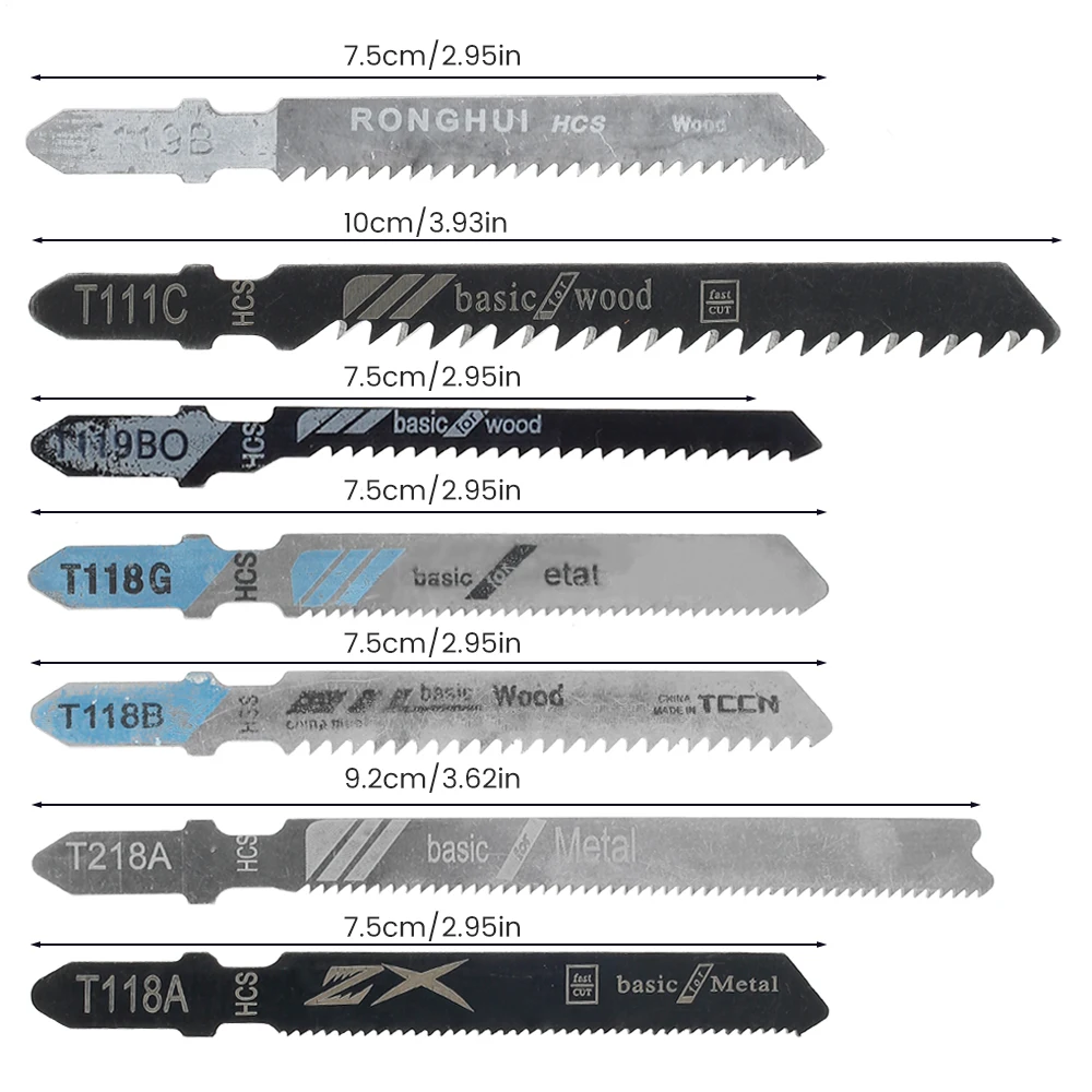 Set di lame per seghetto alternativo da 20 pezzi Albero a T HCS Lame per seghetto alternativo assortite per legno, plastica e metallo Lame da taglio per Black & Decker Metabo