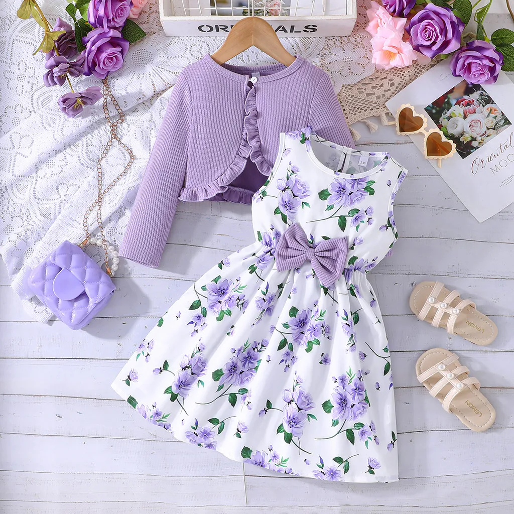 子供女の子 2-8 歳長袖コート花プリンセスドレス衣装幼児幼児服セットファッション子供服