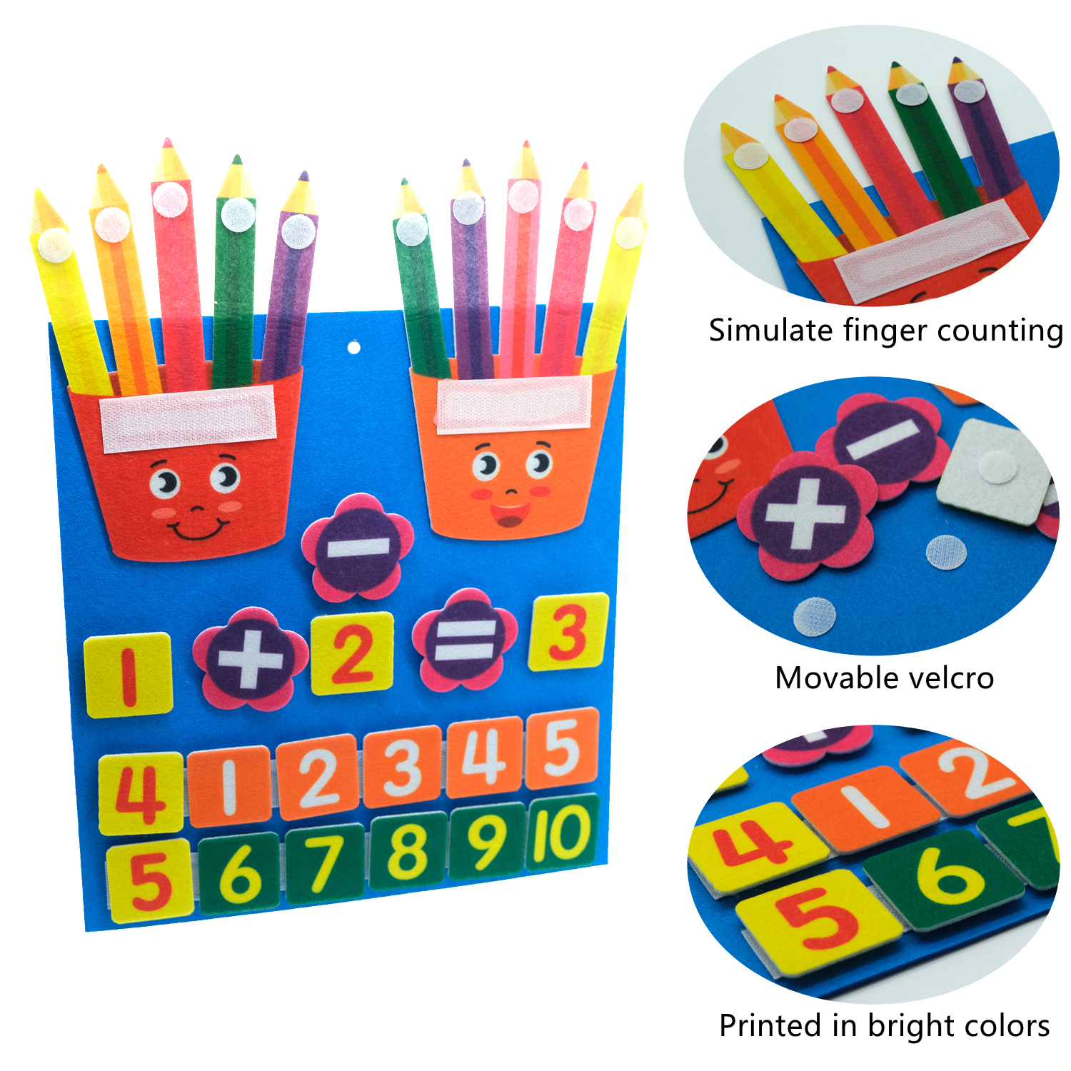 Jouets Montessori pour enfants, tableau en feutre, jouet de comptage des nombres de doigts, apprendre le Canada, jouet mathématique pour enfants, activités d'apprentissage de la maternelle