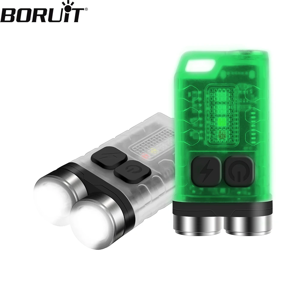 BORUiT V3 LED Móc Khóa Đèn Pin Di Động XPG Làm Việc Kiểu Ánh Sáng-C Sạc Đèn Pin Mini Có Nam Châm UV Cắm Trại Bỏ Túi lồng Đèn