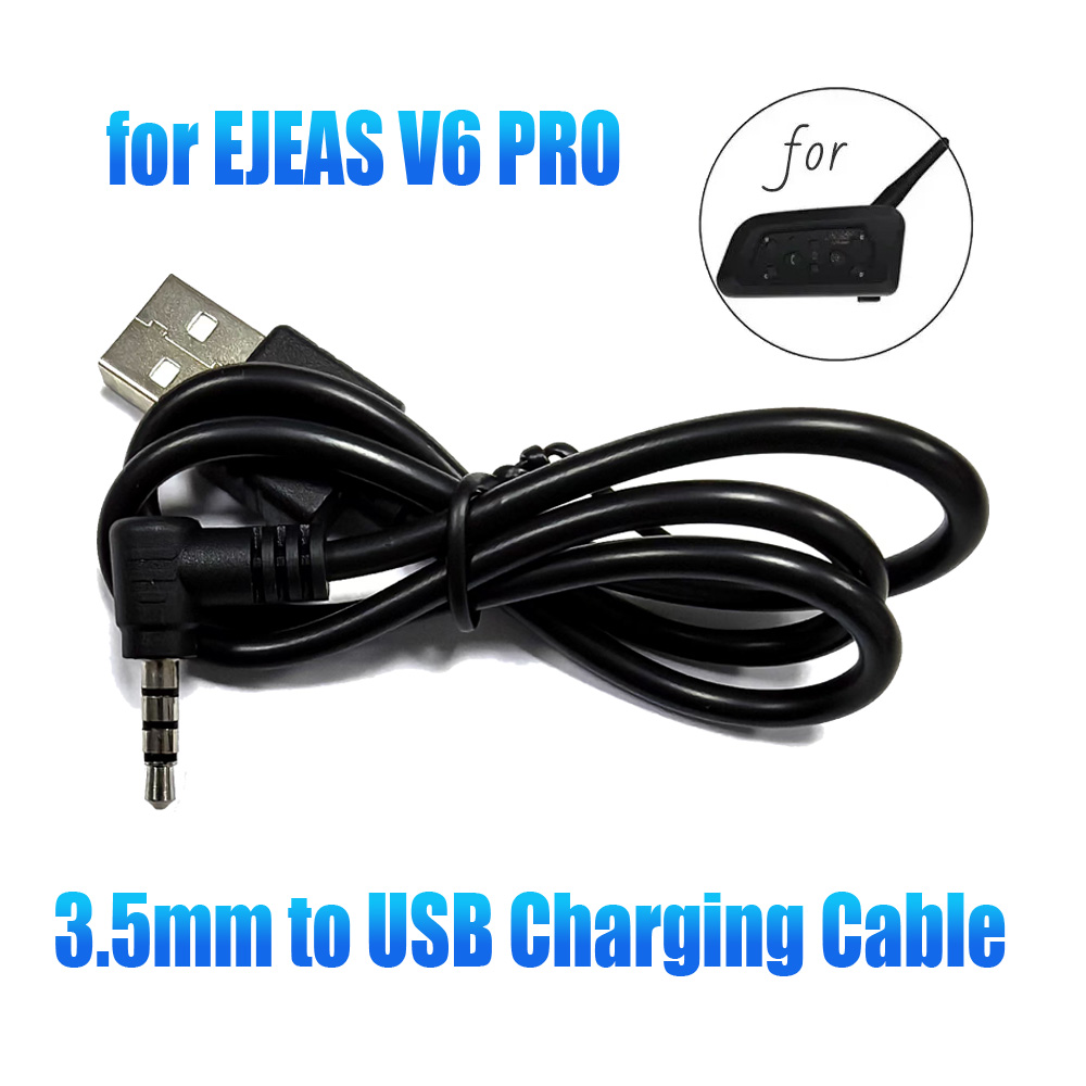 Ejeas v6 pro 3.5mm jack para cabo de carregamento usb para vnetphone v6/v4pro capacete da motocicleta interfone fone de ouvido acessórios