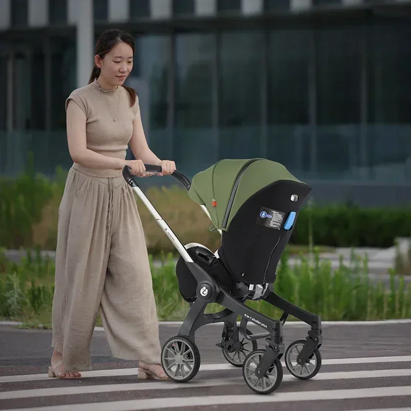 Ue em estoque carrinho de bebê 4 em 1, carrinho multifuncional dobrável com assento de carro carrinho de bebê portátil 3 em 1