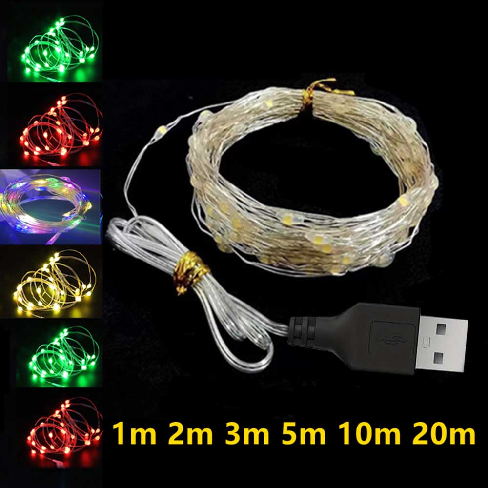 Guirnalda de luces LED USB de 20m, guirnalda de luces LED blancas cálidas para Navidad, boda, fiesta, decoración del hogar y vacaciones