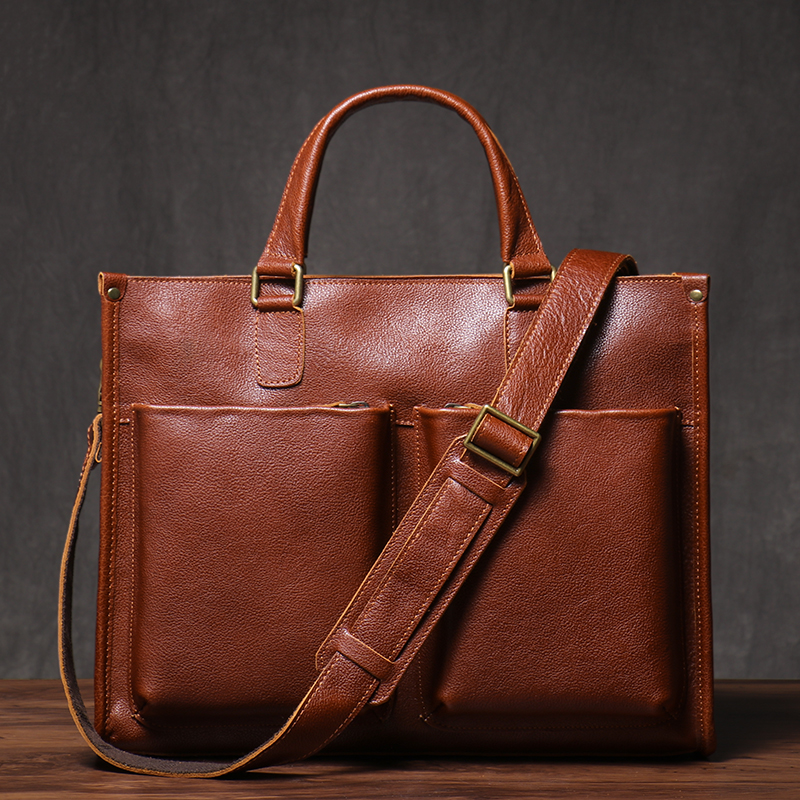 LUOKIR Deluxe Valigetta direzionale Borsa da avvocato maschile Borsa da lavoro a tracolla Portafoglio in vera pelle Borsa per computer per laptop da 14 pollici